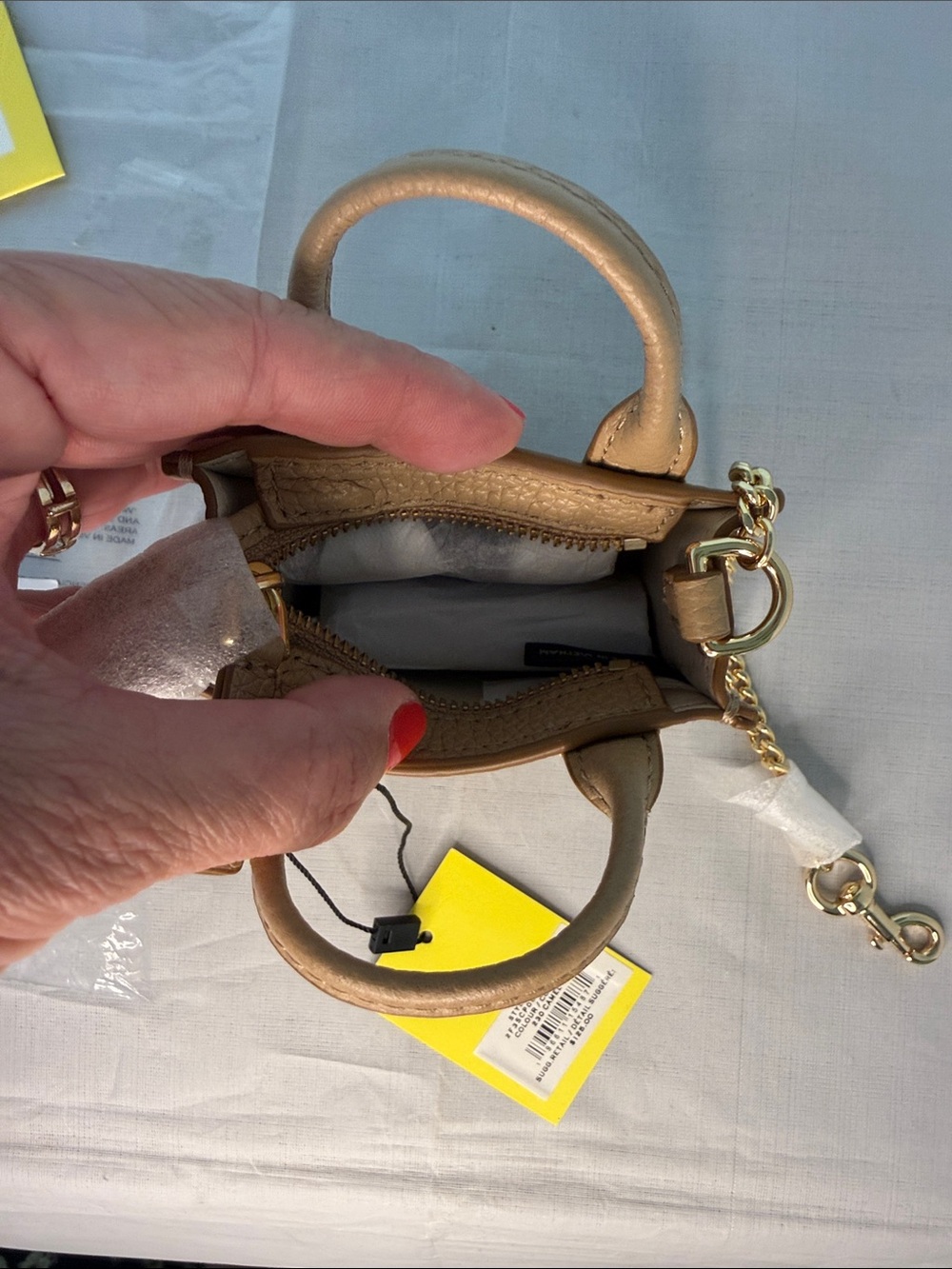 NWT Marc Jacobs Leather The Tote Bag Charm Camel Nano Brand New with Papers - Picture 5 of 5